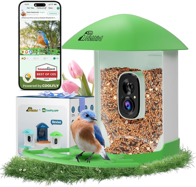 RichBird Bird Feeder with Camera, Smart Bird House with Cam for Outside, 2K HD Auto Record Video, AI Identification & Instant Alerts, Solar Powered, Bird Watching Gifts for Family and Birdlovers - Image 1